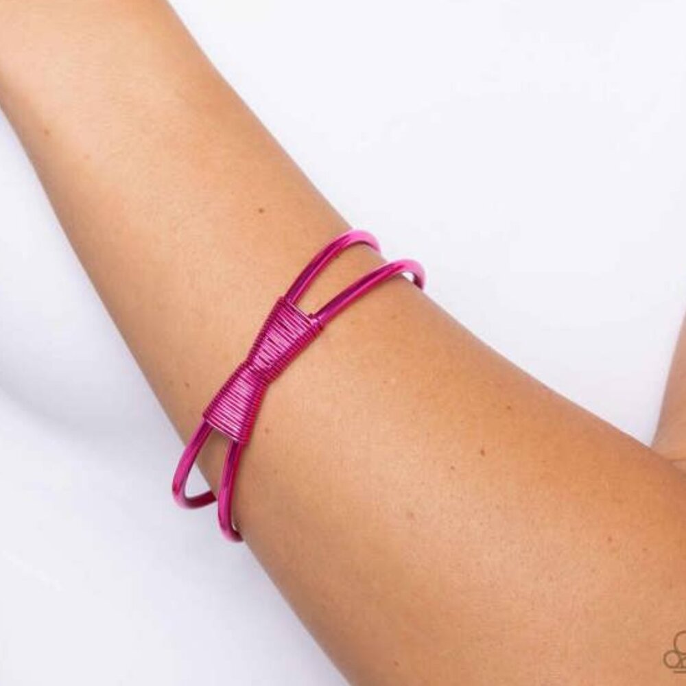 Metallic Electric Pink Metal bangle bracelet